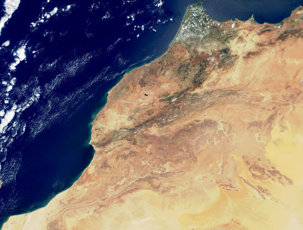 Image satellite du Maroc.