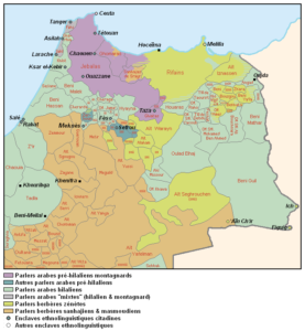 Carte ethno-linguistique du nord et de l'est du Maroc.