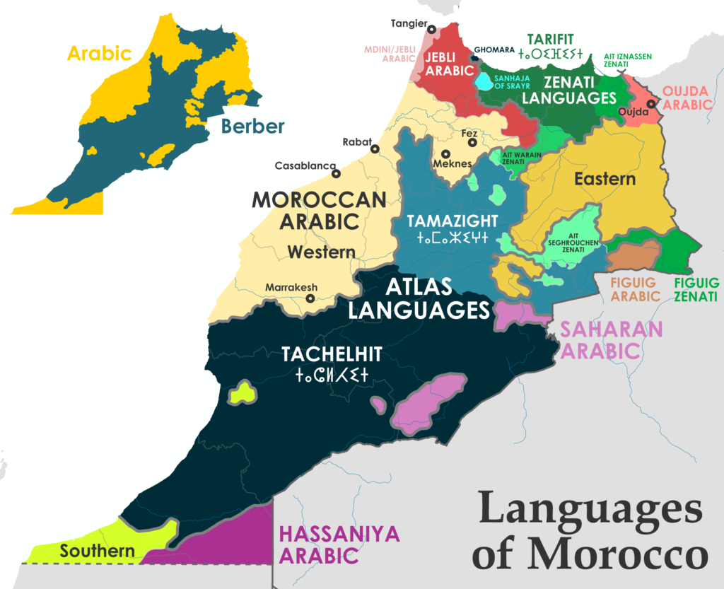 Carte linguistique du Maroc.