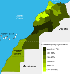 Pourcentage de la population connaissant le berbère ou toute autre langue amazighe.