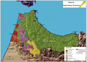 Carte des types de sols de Tanger-Tétouan-Al Hoceïma.