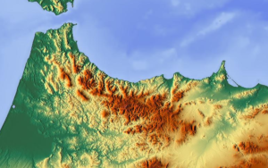 Carte topographique des montagnes du Rif.