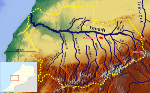 Carte du bassin versant de l'Oued Tensift.