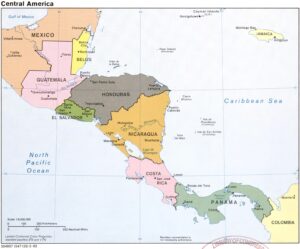 Carte politique de l'Amérique centrale.
