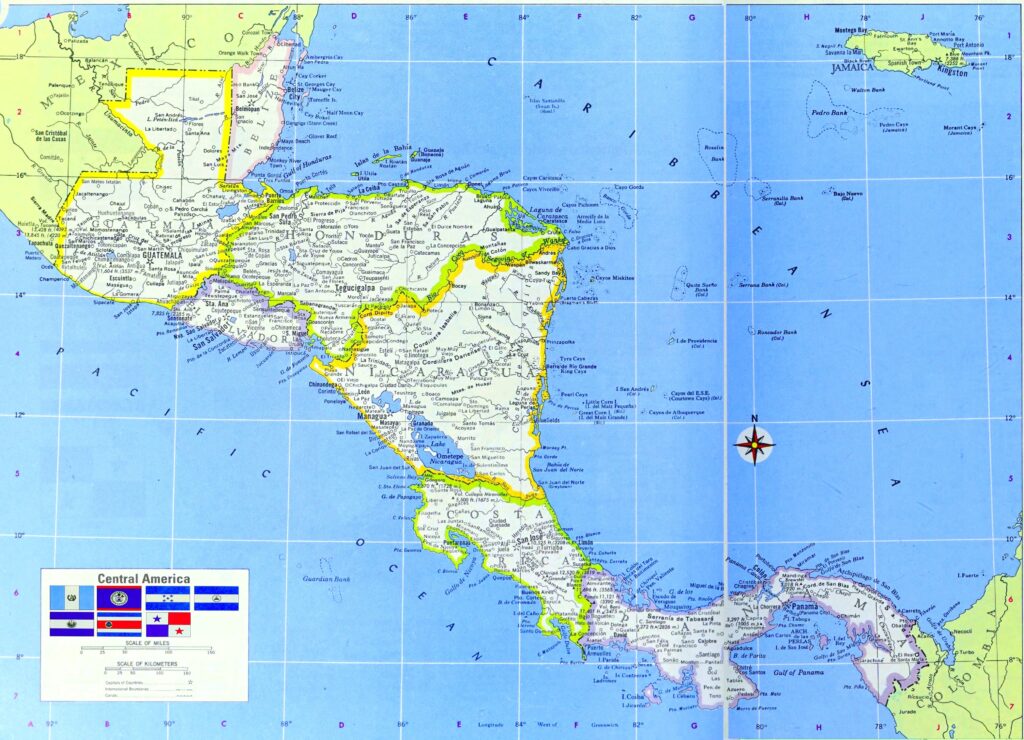 Carte de l'Amérique centrale.