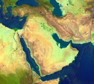 Image satellite du Moyen-Orient.