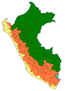 Carte des Provinces du Pérou par Côte-Sierra-Selva.