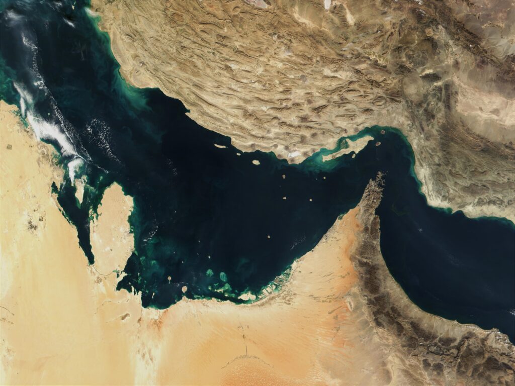 Image satellite du golfe Persique et de la mer d'Oman