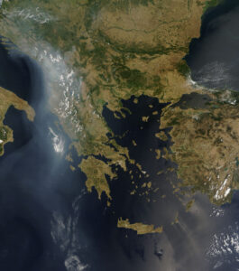 Image satellite des Balkans.