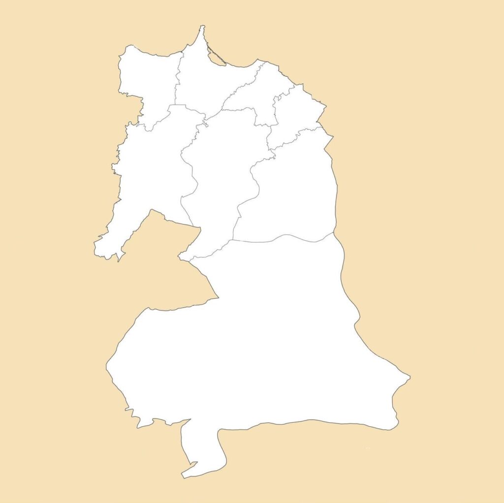 Carte vierge de la région de l'Oriental au Maroc.