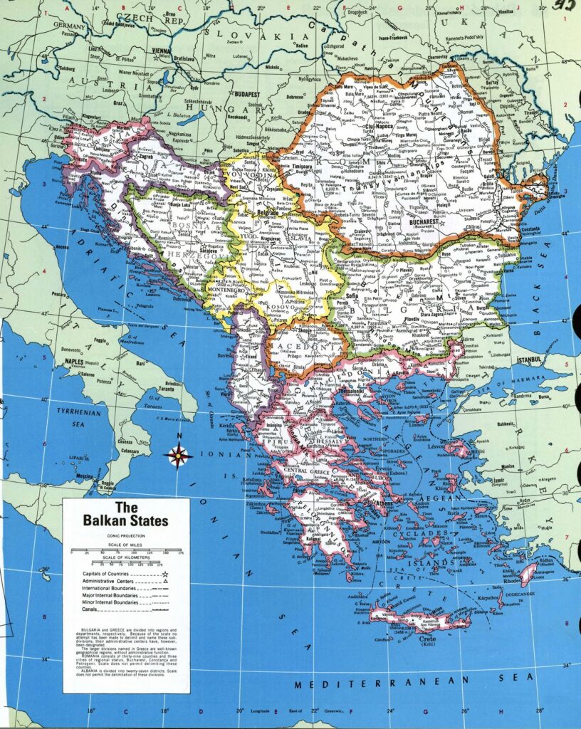 Carte des pays des Balkans
