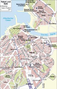 Carte des « villes jumelles » de Rabat et Salé.