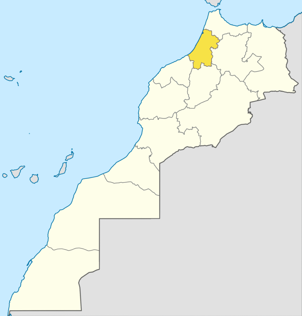 Carte de localisation de la région de Rabat-Salé-Kénitra au Maroc.