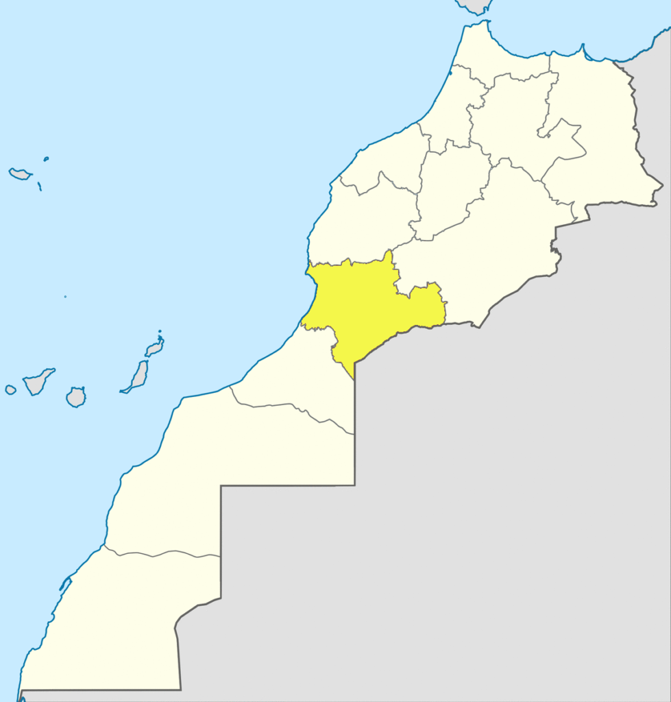 Carte de localisation de la région de Souss-Massa au Maroc.
