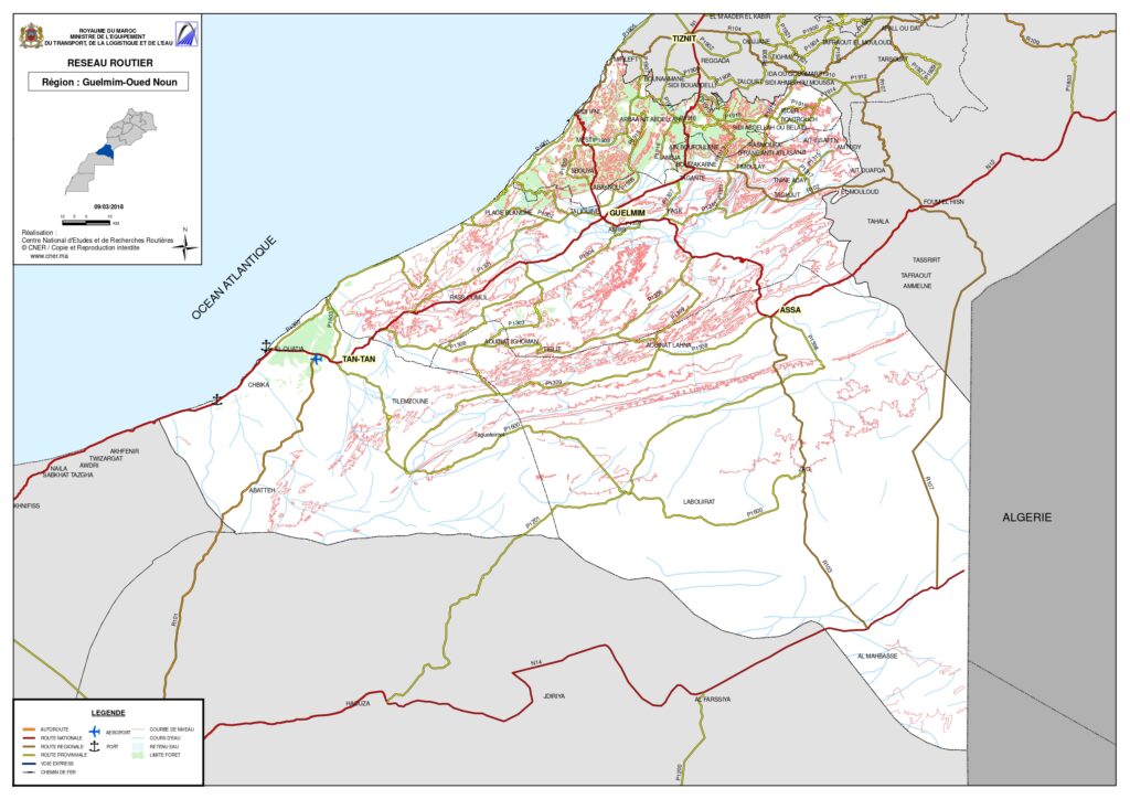Carte de Guelmim-Oued Noun.