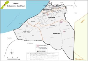 Carte du découpage communal de la Région de Guelmim-Oued Noun.