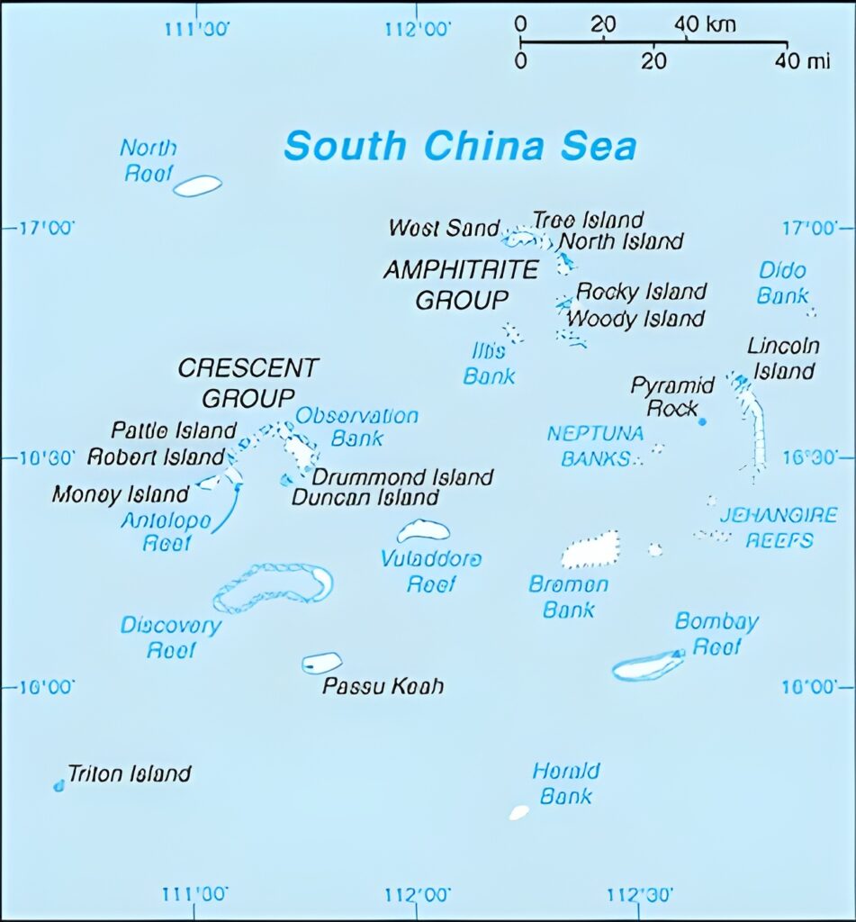 Carte des principales îles des Paracels