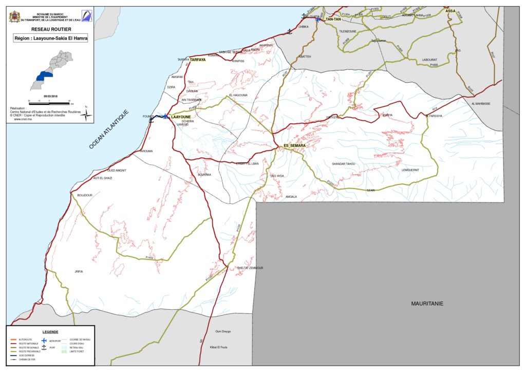 Carte de Laâyoune-Sakia El Hamra.