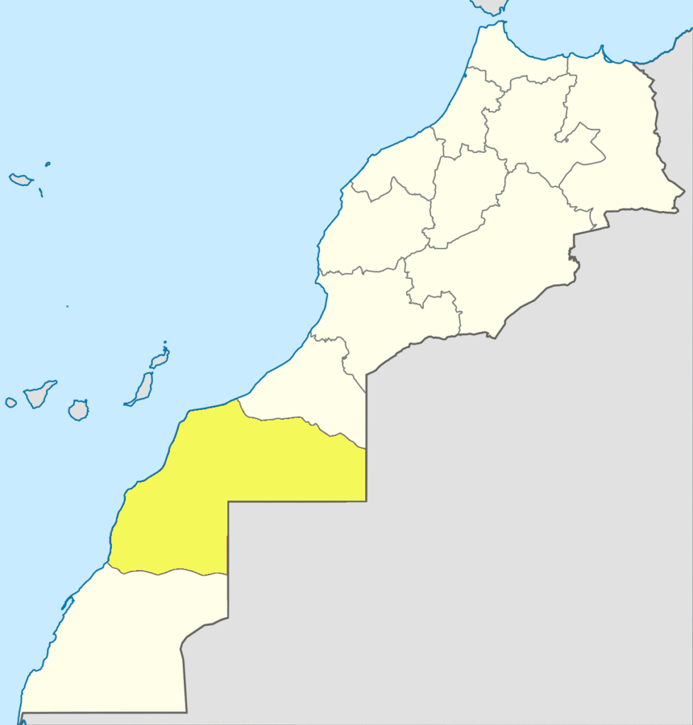 Carte de localisation de la région de Laâyoune-Sakia El Hamra.