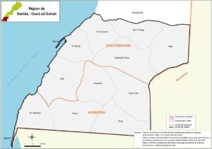 Carte du découpage administratif de la Région de Dakhla-Oued Ed-Dahab.