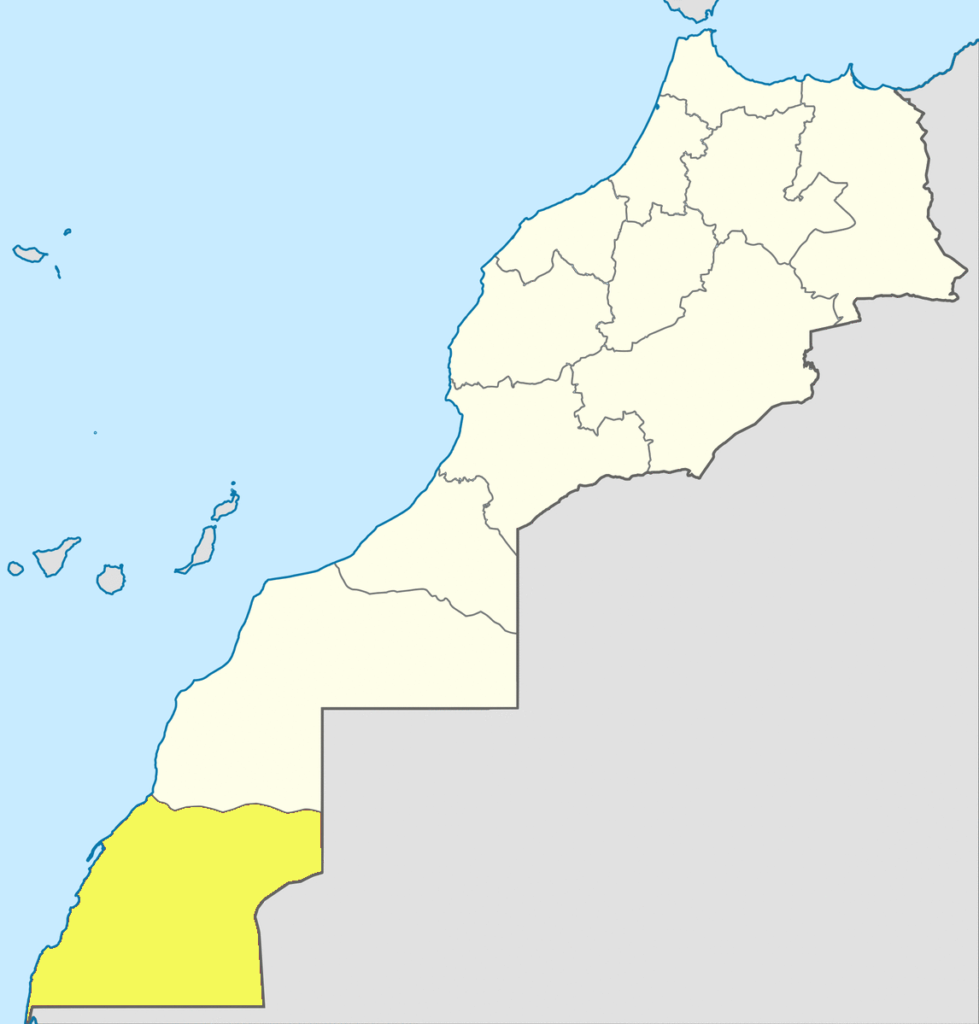 Carte de localisation de la région de Dakhla-Oued Ed-Dahab.