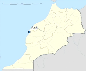Carte de localisation de la ville de Safi au Maroc.