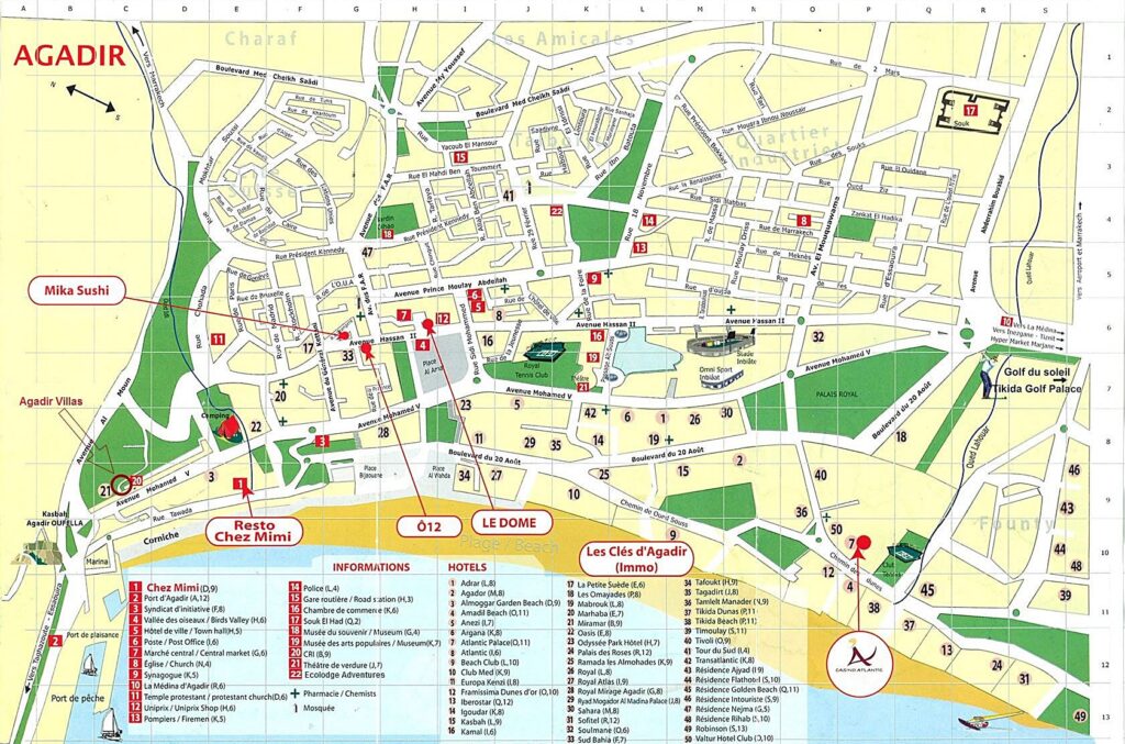 Plan du centre-ville d'Agadir.