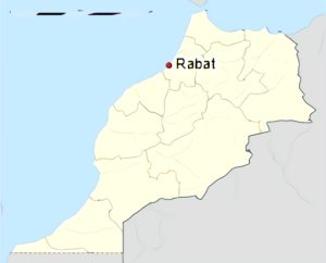 Carte de localisation de la ville de Rabat au Maroc.