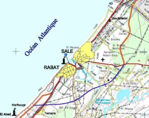 Plan d'accès routier de Rabat et Salé.