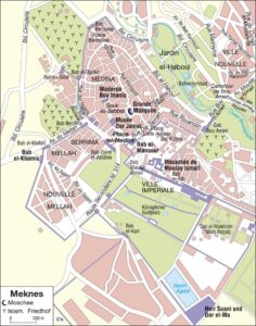 Plan de la médina de Meknès.