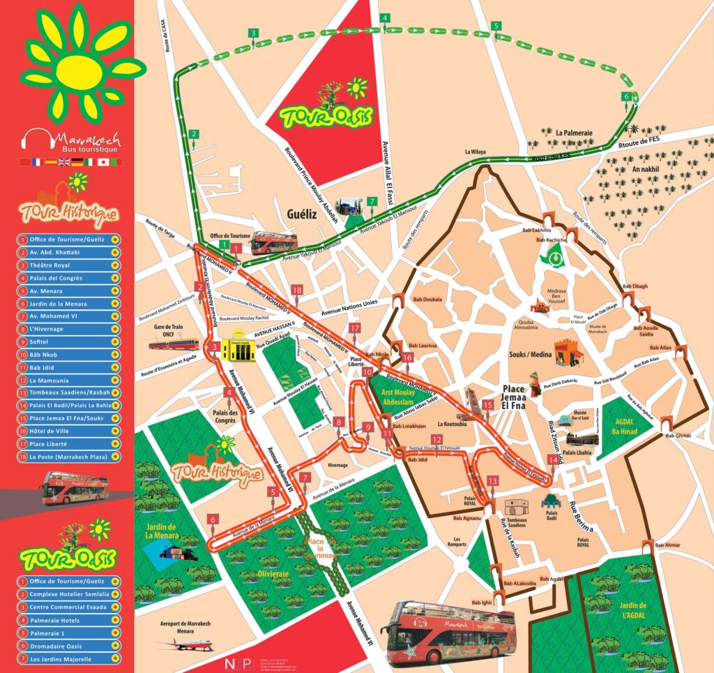 Carte touristique de Marrakech.
