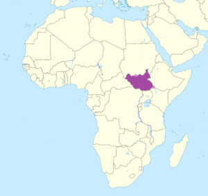 Carte de localisation du Soudan du Sud en Afrique.