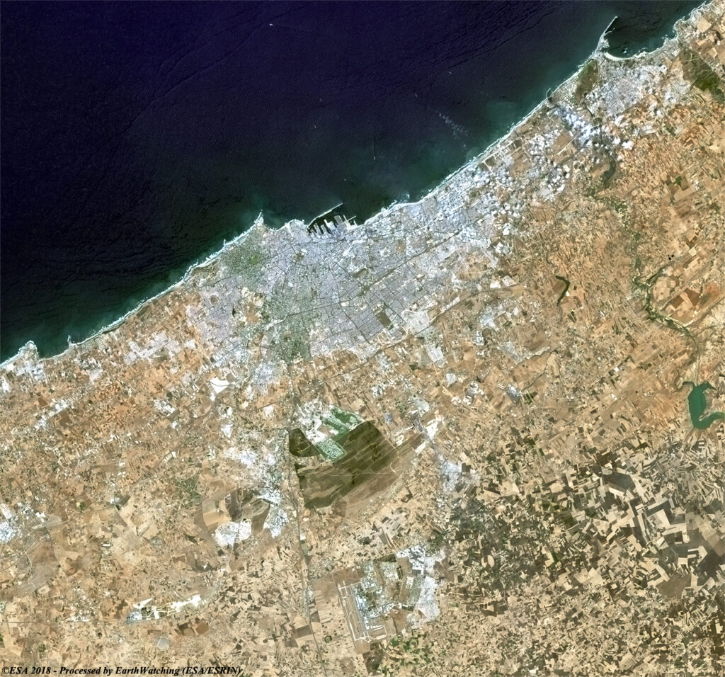 Image satellite de Casablanca acquise par Landsat le 7 août 2018.