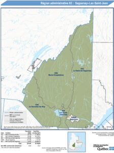 Carte du territoire et limites du Saguenay–Lac-Saint-Jean.