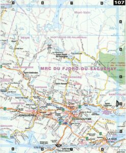 Carte routière des environs de la ville de Saguenay.