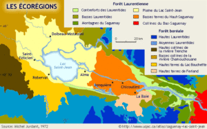 Carte des écorégions du Saguenay–Lac-Saint-Jean.