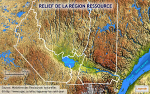 Carte du relief du Saguenay–Lac-Saint-Jean.