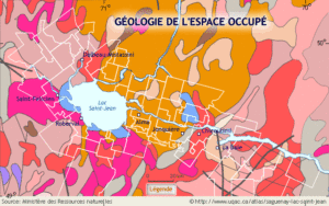 Carte géologique de l'espace occupé du Saguenay–Lac-Saint-Jean.