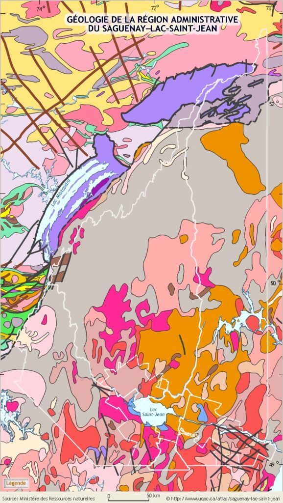 Carte géologique du Saguenay–Lac-Saint-Jean.