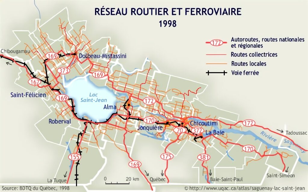 Carte routière du SaguenayLacSaintJean