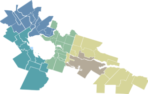 Carte vierge de l'espace municipalisé du Saguenay–Lac-Saint-Jean.