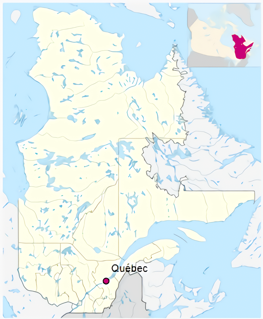 Carte de localisation de la ville de Québec au Québec.