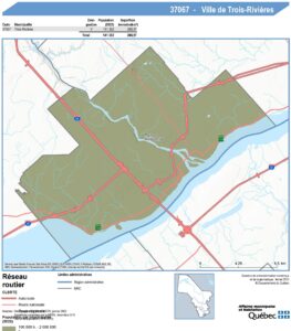 Carte du territoire et limites de Trois-Rivières.