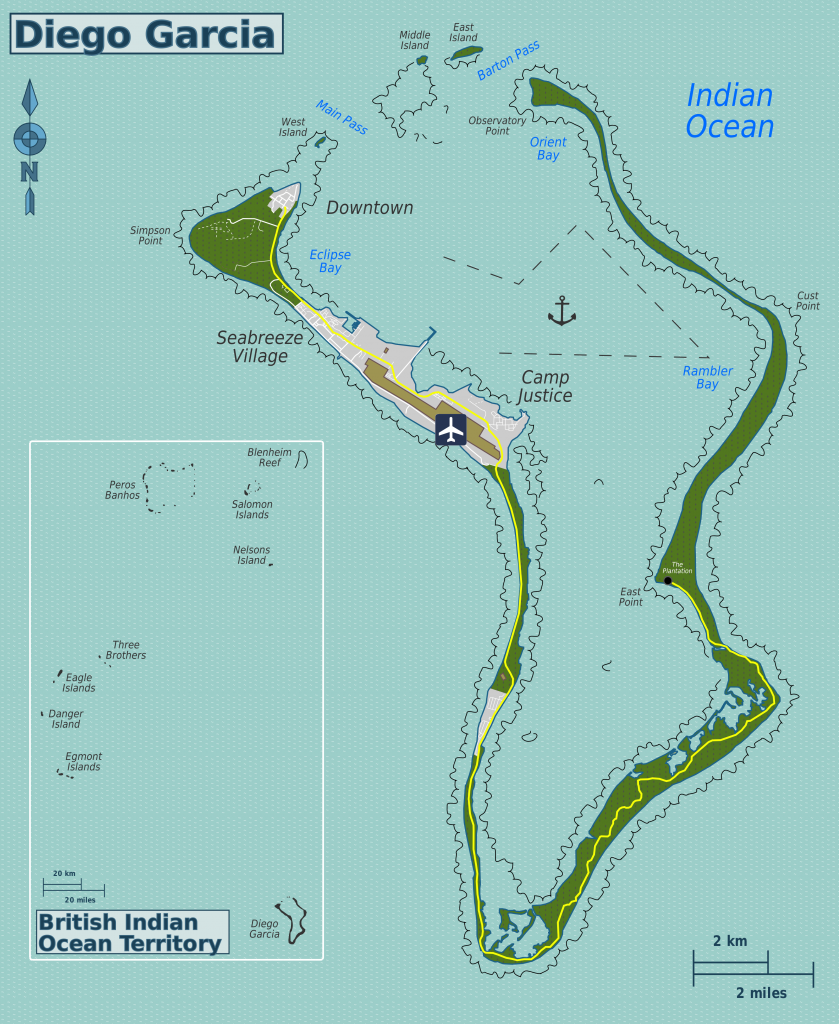Carte de l'atoll de Diego García.