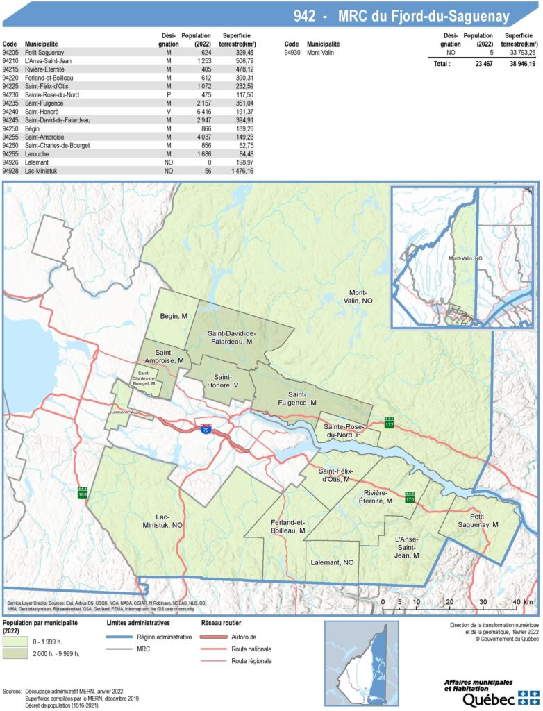 Carte de la MRC du Fjord-du-Saguenay.