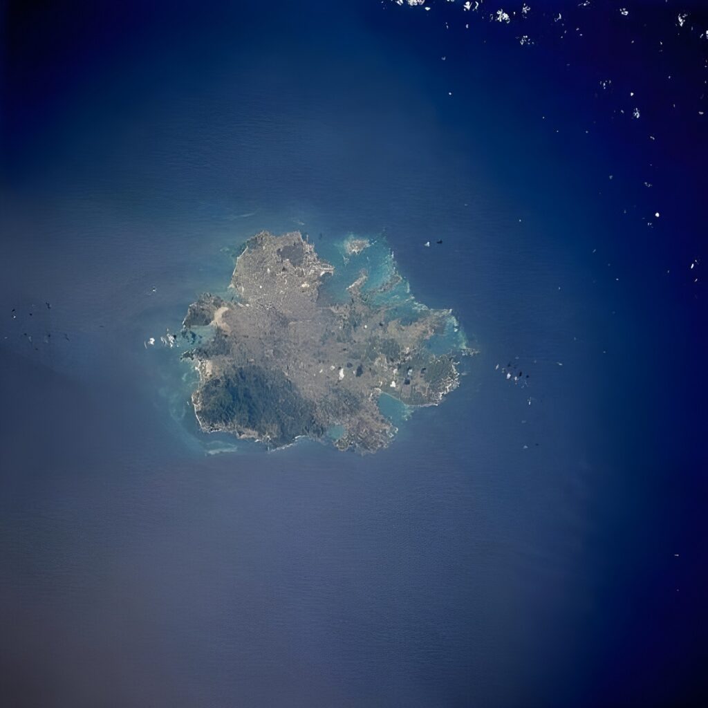 L'île d'Antigua vue de l'espace