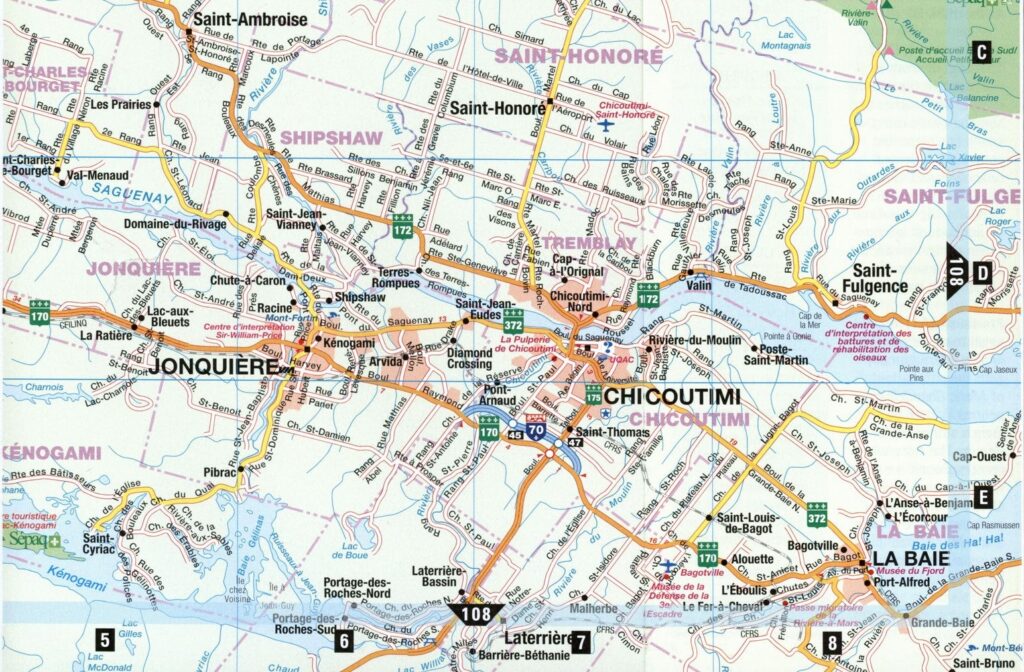 Carte de la Ville de Saguenay.