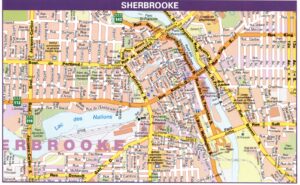 Carte du centre-ville de Sherbrooke.