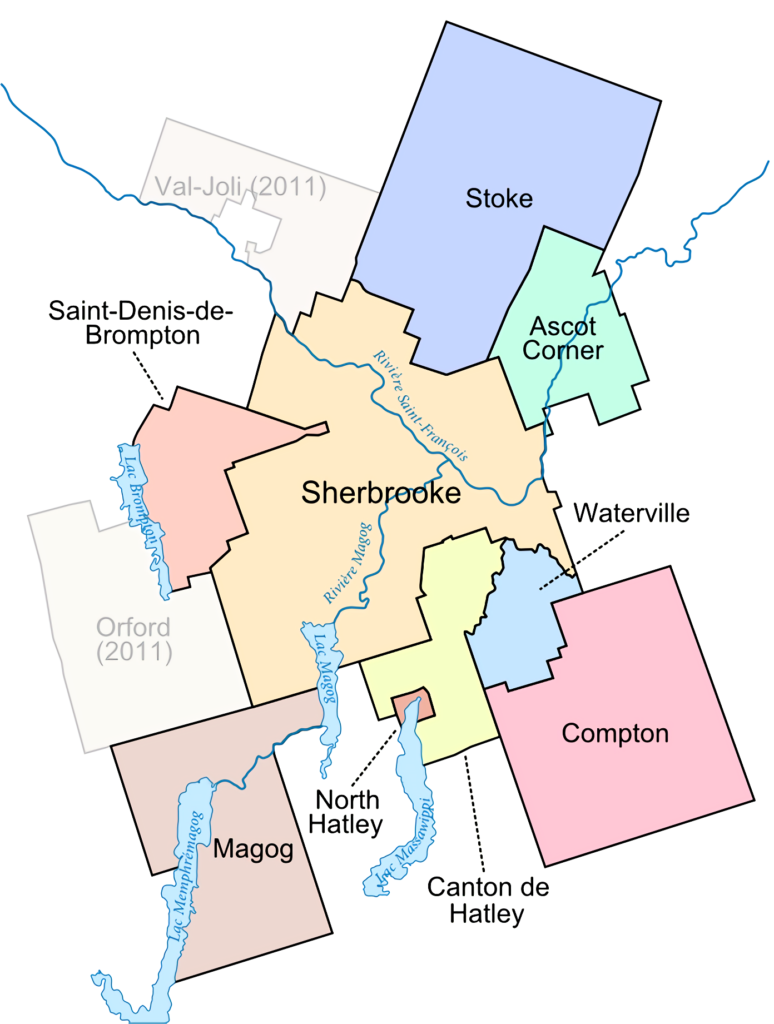 Carte de la région métropolitaine de recensement de Sherbrooke (RMR).