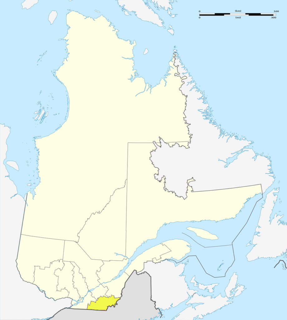 Carte de localisation de l'Estrie au Québec.